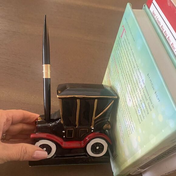 Vintage Antique Car Desk Set/ Bookends Pen Set - Picture 4 of 6